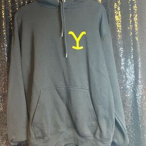 Stylish Black‎ Hoodie with Yellow Accent